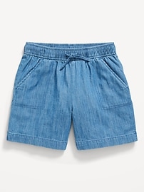 View large product image 3 of 4. Pull-On Chambray Utility Midi Shorts for Girls