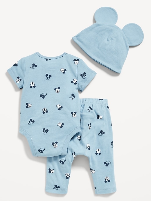 View large product image 2 of 3. Unisex Disney© Mickey Mouse 3-Piece  Bodysuit, Pants & Hat Layette for Baby