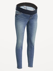 Maternity Front Low Panel Power Slim Straight Jeans for Women