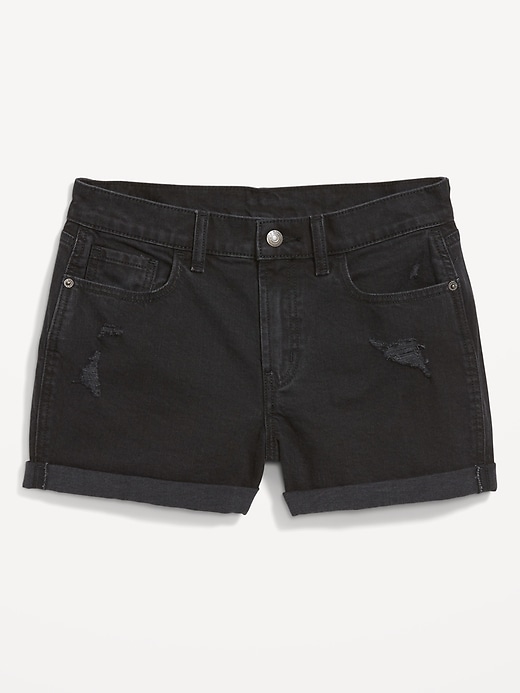 Image number 4 showing, Mid-Rise Black-Wash Ripped Boyfriend Jean Shorts -- 3-inch inseam