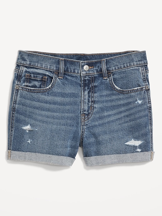 Image number 4 showing, Mid-Rise Ripped Boyfriend Jean Shorts -- 3-inch inseam