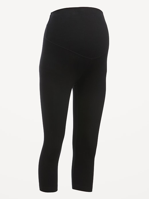 Image number 4 showing, Maternity 2-Pack Full-Panel Cropped Jersey Leggings