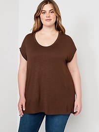 Luxe Voop-Neck Slub-Knit Tunic T-Shirt for Women | Old Navy