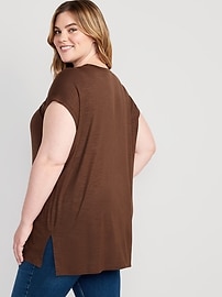 Luxe Voop-Neck Slub-Knit Tunic T-Shirt for Women | Old Navy