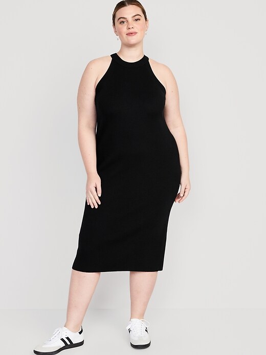 Image number 7 showing, Fitted Sleeveless Rib-Knit Midi Sweater Dress
