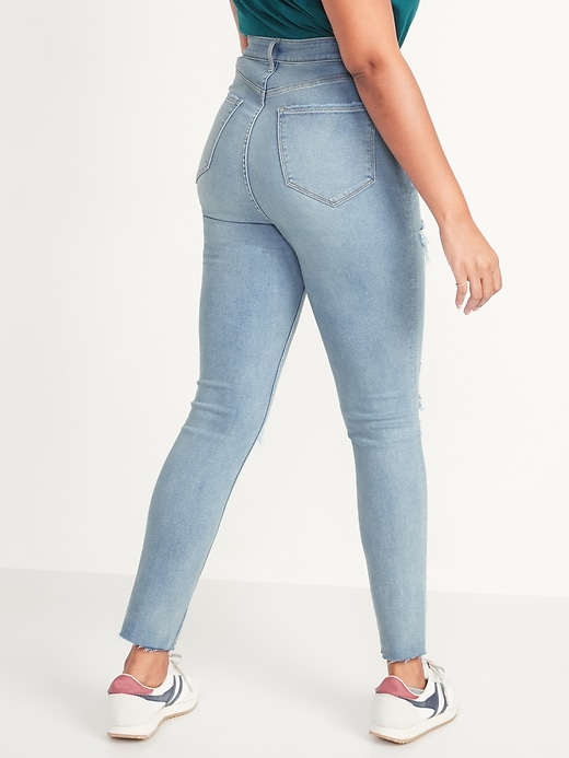 Image number 2 showing, Higher High-Waisted Rockstar 360° Stretch Super-Skinny Ripped Jeans for Women