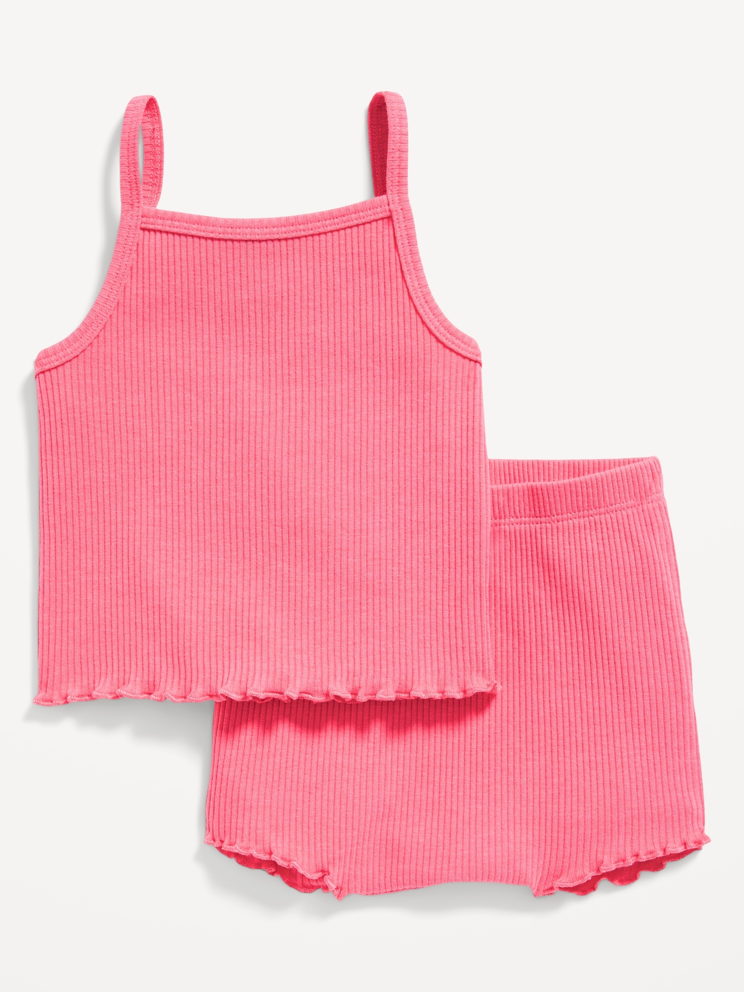 Old Navy Rib-Knit Lettuce-Edge Cami & Shorts Set for Baby yellow. 1