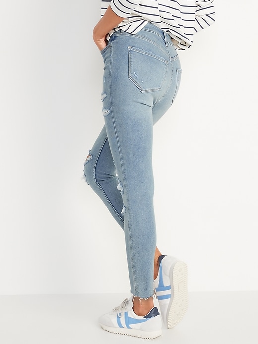 Image number 6 showing, Higher High-Waisted Rockstar 360° Stretch Super-Skinny Ripped Jeans for Women