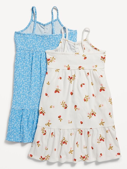View large product image 2 of 2. Sleeveless Printed Rib-Knit Swing Dress 2-Pack for Girls