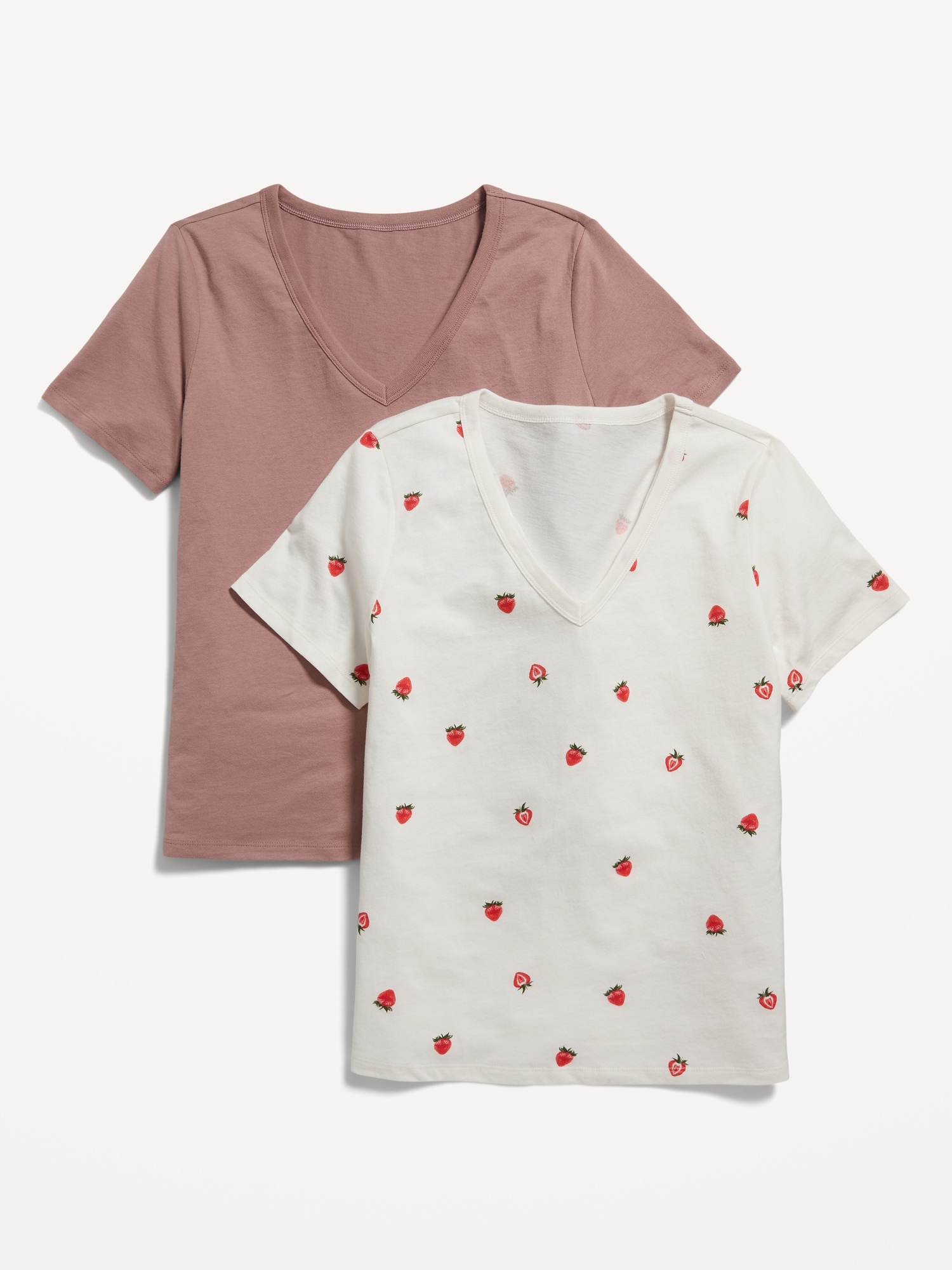 Old Navy EveryWear V-Neck T-Shirt 2-Pack for Women pink. 1