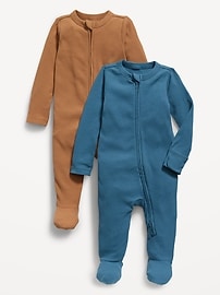 Image number 1 showing, Sleep & Play 2-Way-Zip Footed One-Piece 2-Pack for Baby