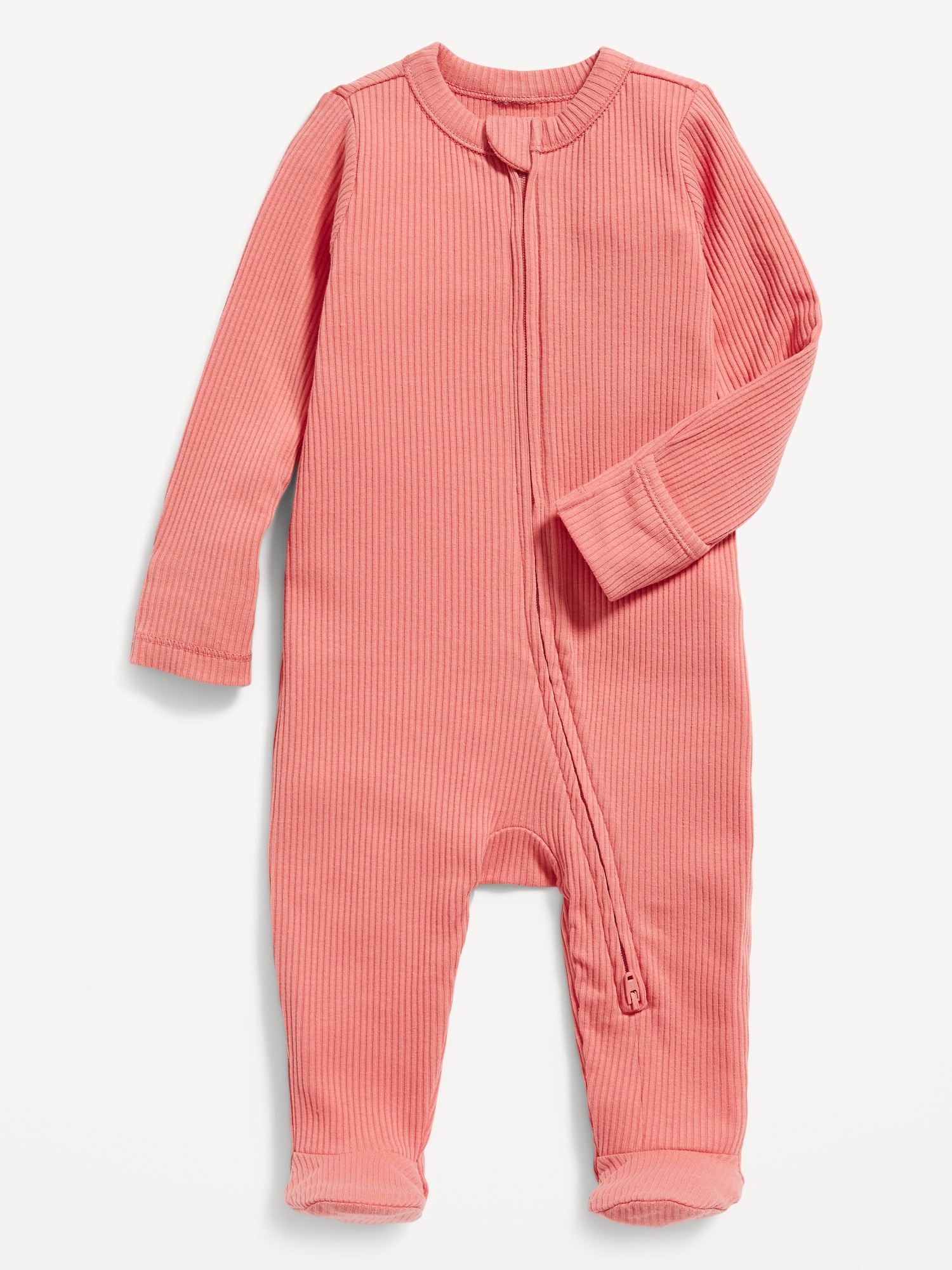 Old Navy Unisex Sleep & Play 2-Way-Zip Footed One-Piece for Baby pink. 1