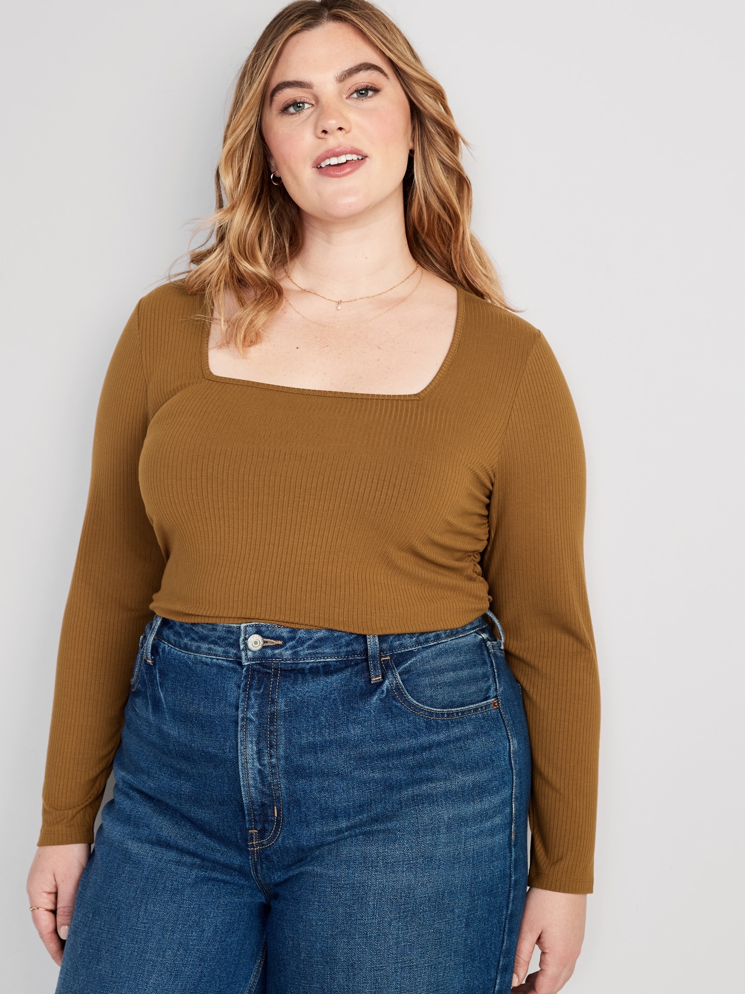 Luxe Crop Rib-Knit Shirred Top | Old Navy