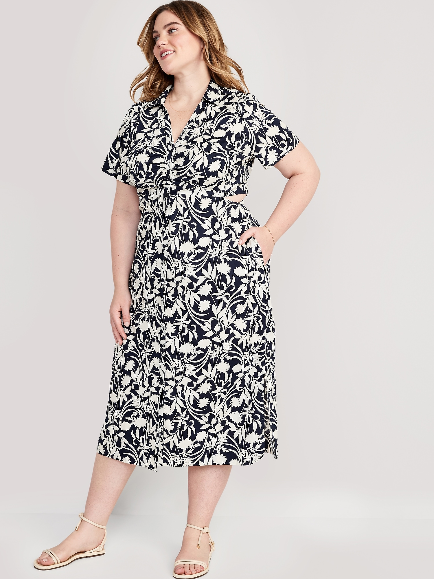 Cutout Midi Shirt Dress | Old Navy