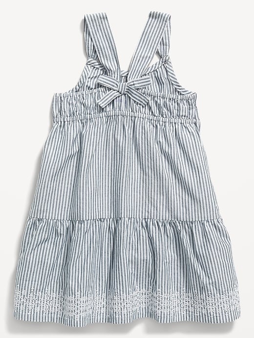 View large product image 2 of 2. Sleeveless Fit & Flare Striped Back-Bow Dress for Toddler Girls