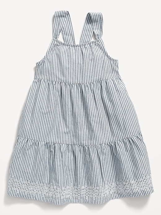View large product image 1 of 2. Sleeveless Fit & Flare Striped Back-Bow Dress for Toddler Girls