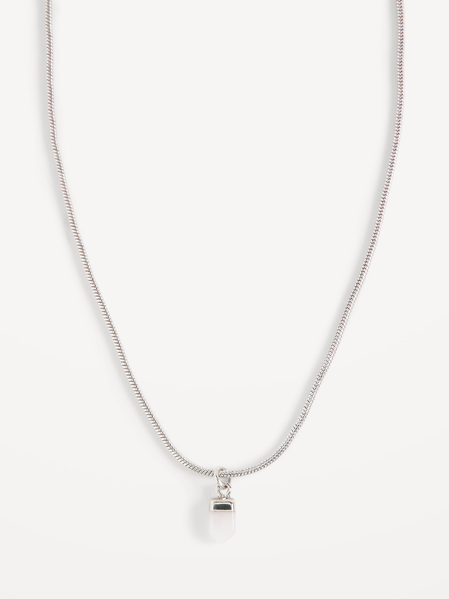 Old Navy Silver-Tone Rose Quartz Pendant Necklace for Women silver. 1