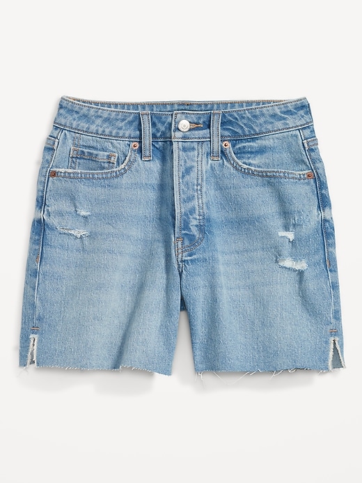 Image number 4 showing, Curvy High-Waisted Button-Fly OG Jean Shorts -- 5-inch inseam