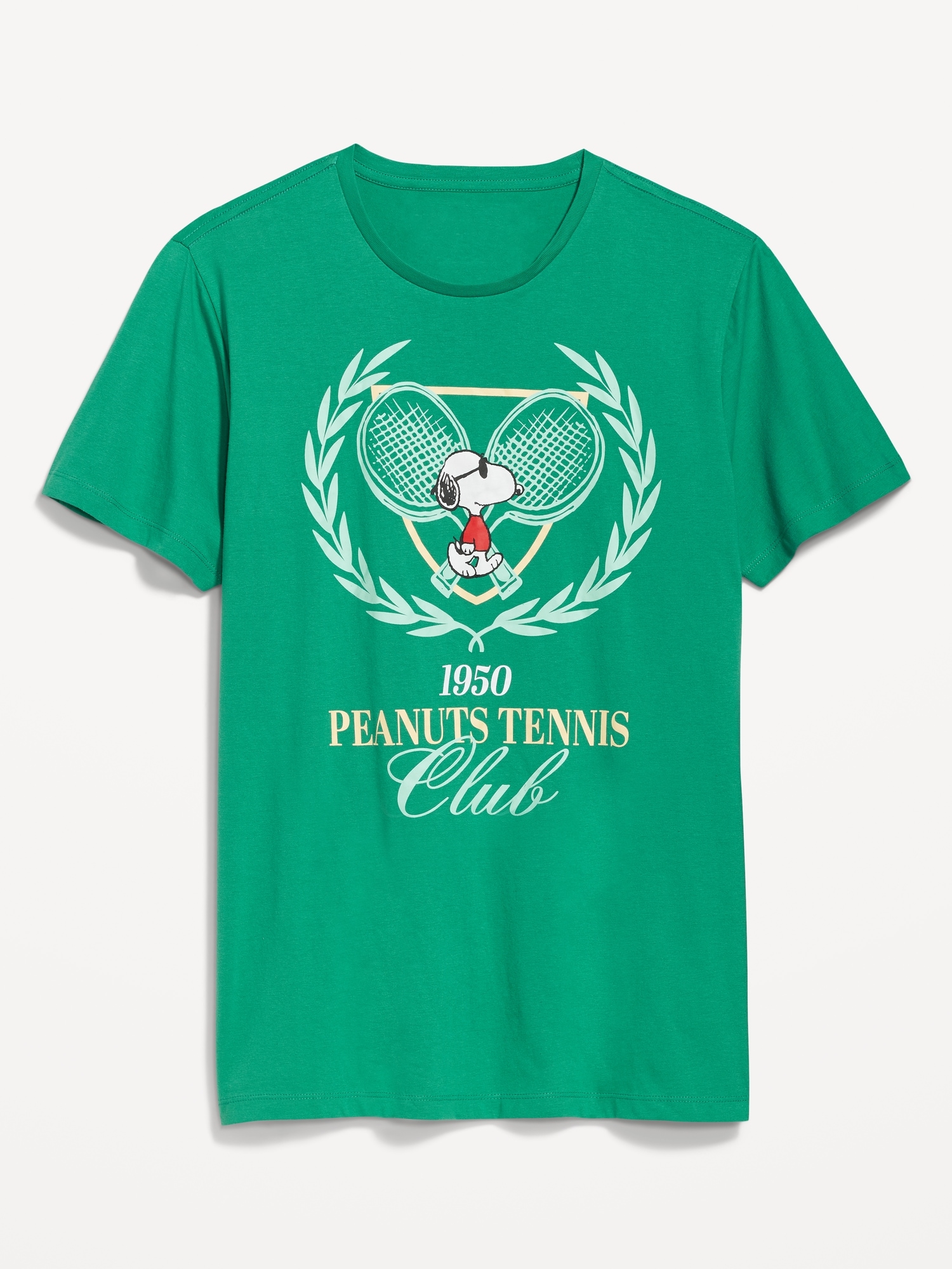 Old Navy Peanuts® Snoopy "1950 Peanuts Tennis Club" Gender-Neutral T-Shirt for Adults green. 1