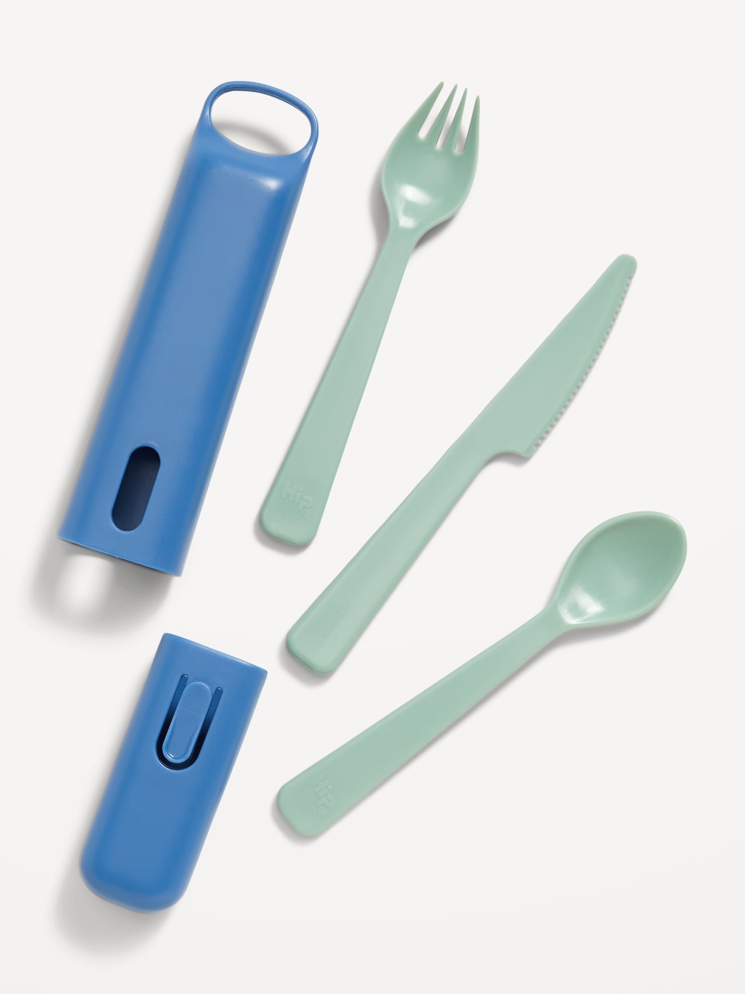 Old Navy Hip® Reusable Cutlery Set (with Fork, Knife & Spoon) blue. 1