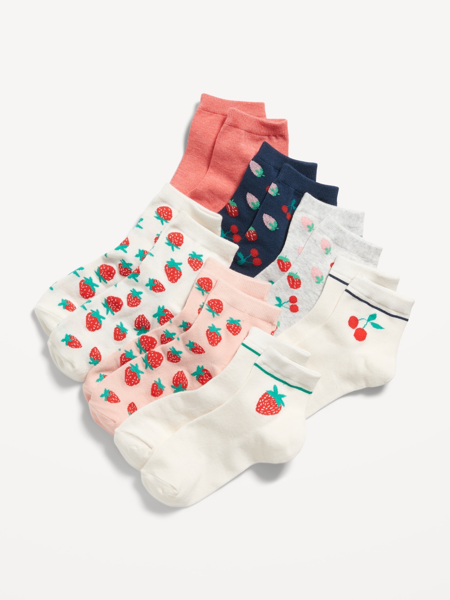 Old Navy Printed Crew Socks 7-Pack for Girls pink. 1