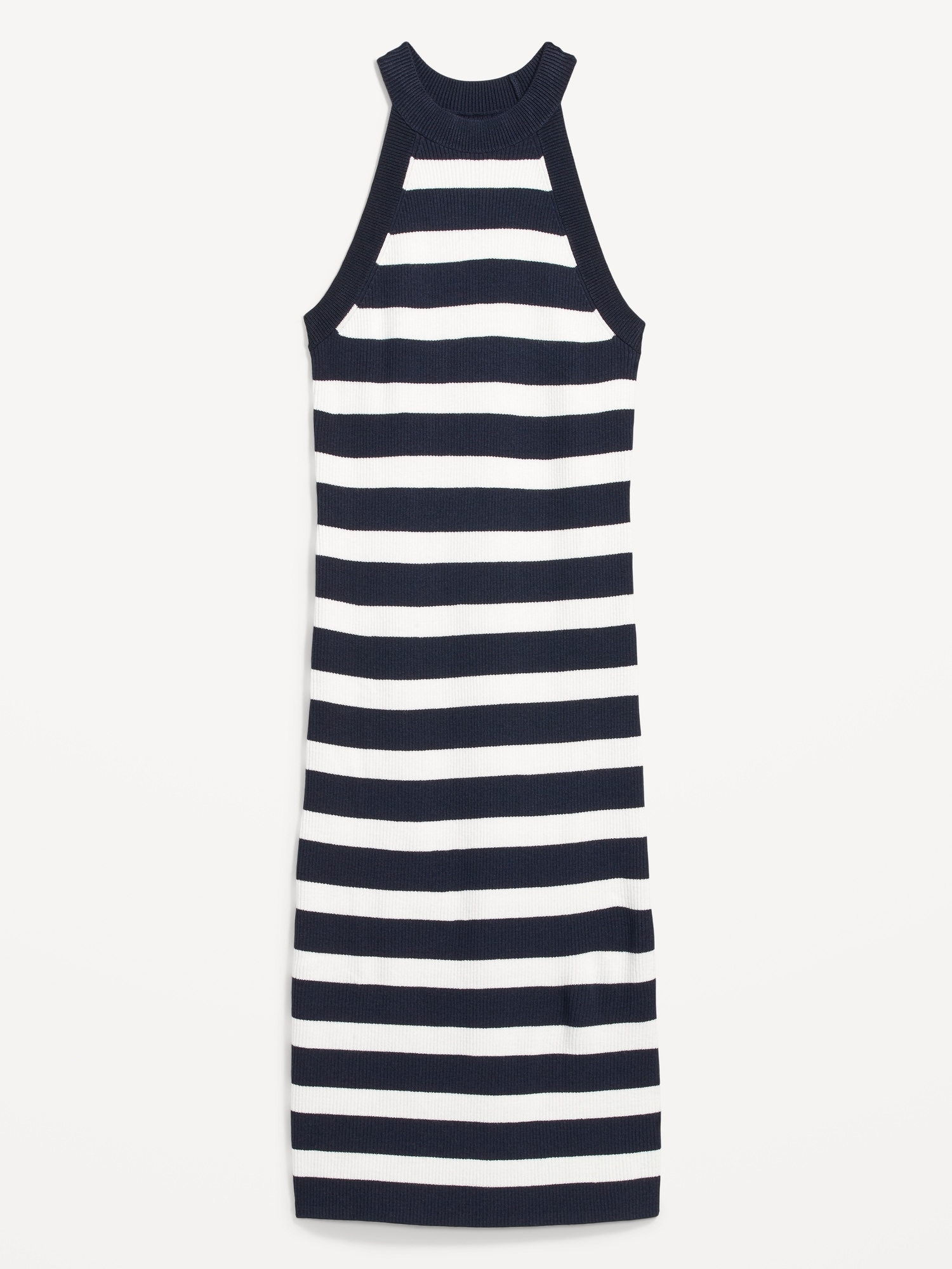 Fitted Striped Sleeveless Rib-Knit Midi Sweater Dress | Old Navy