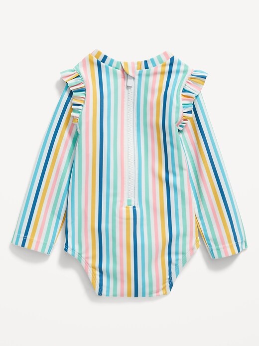 Matching Ruffle-Trim One-Piece Rashguard Swimsuit for Toddler & Baby