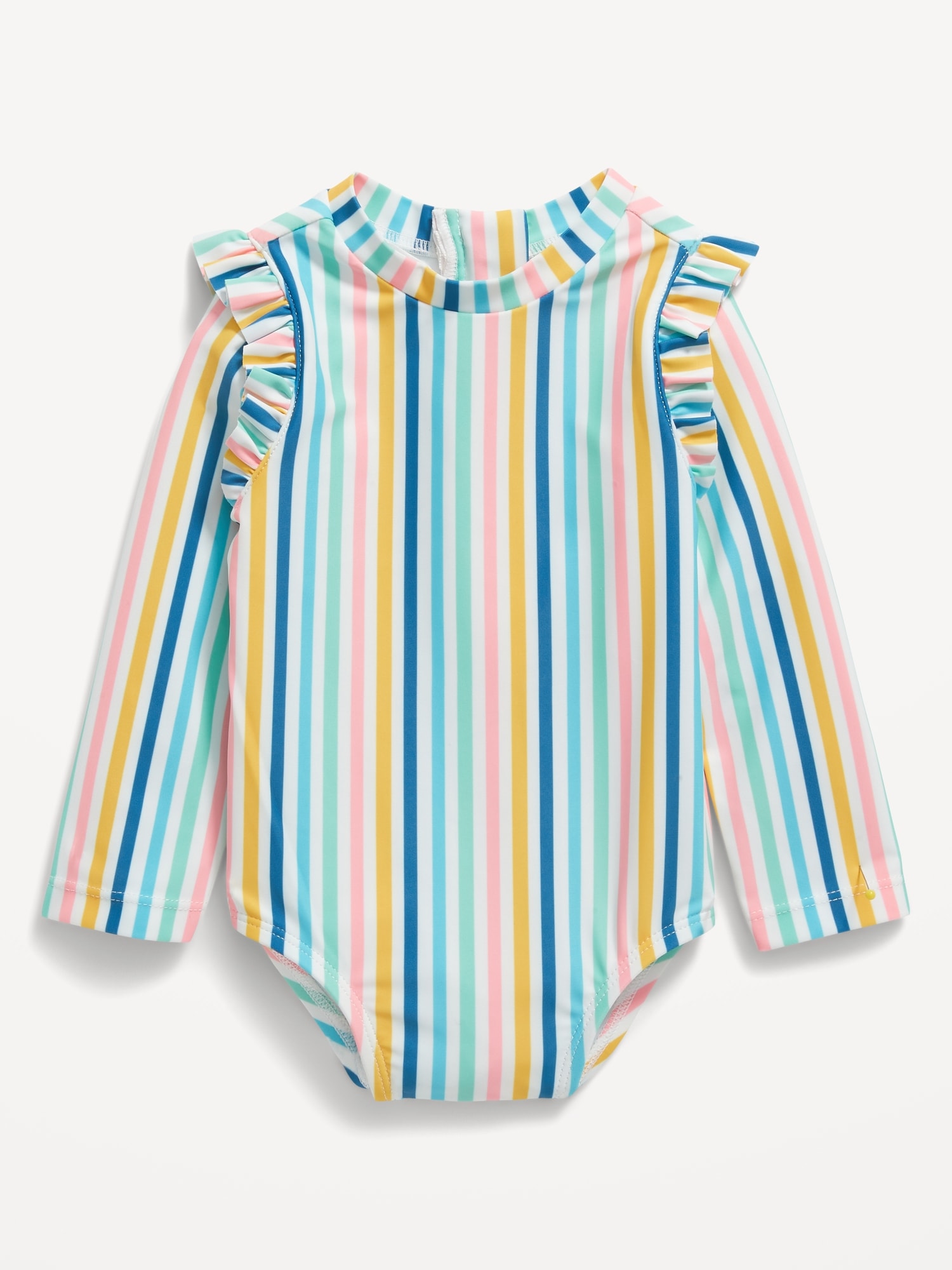 Old Navy Matching Ruffle-Trim One-Piece Rashguard Swimsuit for Baby multi. 1