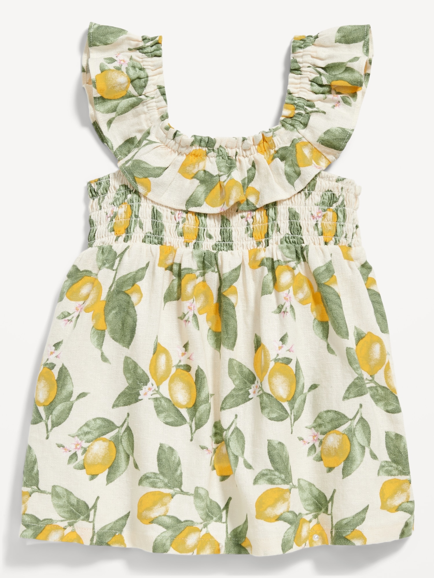 Old Navy Sleeveless Ruffled Linen-Blend Dress for Baby yellow. 1