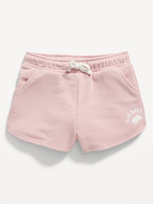 View large product image 1 of 1. Logo-Graphic French Terry Drawstring Dolphin-Hem Shorts for Toddler Girls