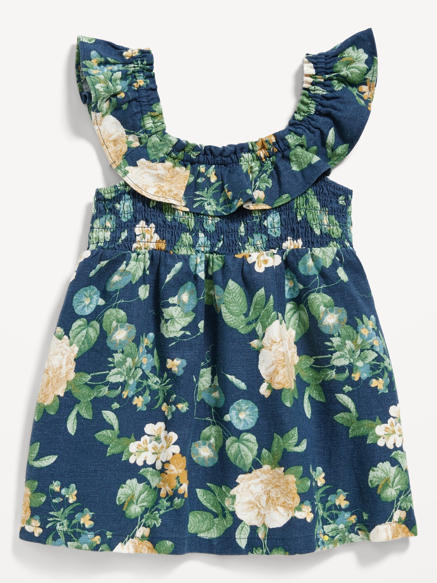 Old Navy Sleeveless Ruffled Linen-Blend Dress for Baby blue. 1