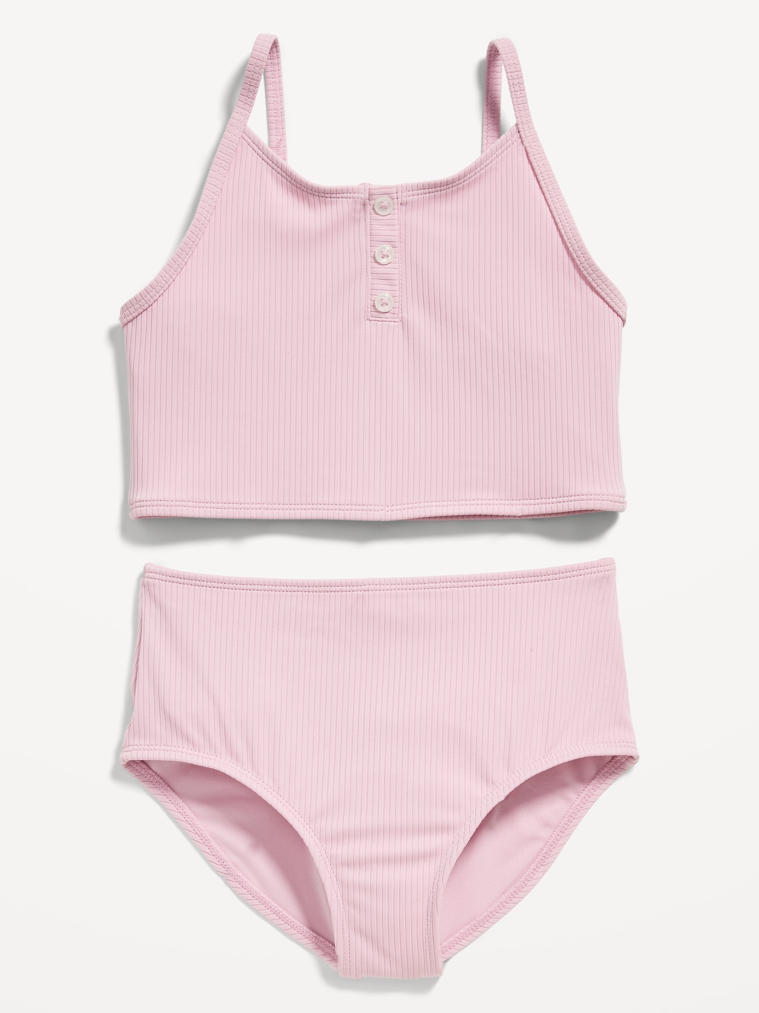 Old Navy Rib-Knit Henley Tankini Swim Set for Girls pink. 1