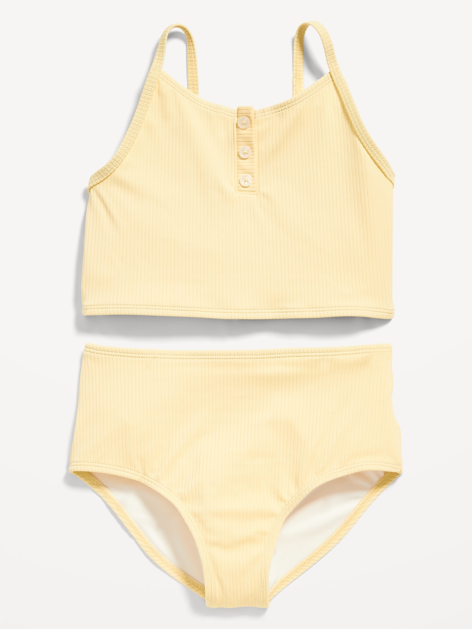 Old Navy Rib-Knit Henley Tankini Swim Set for Girls yellow. 1