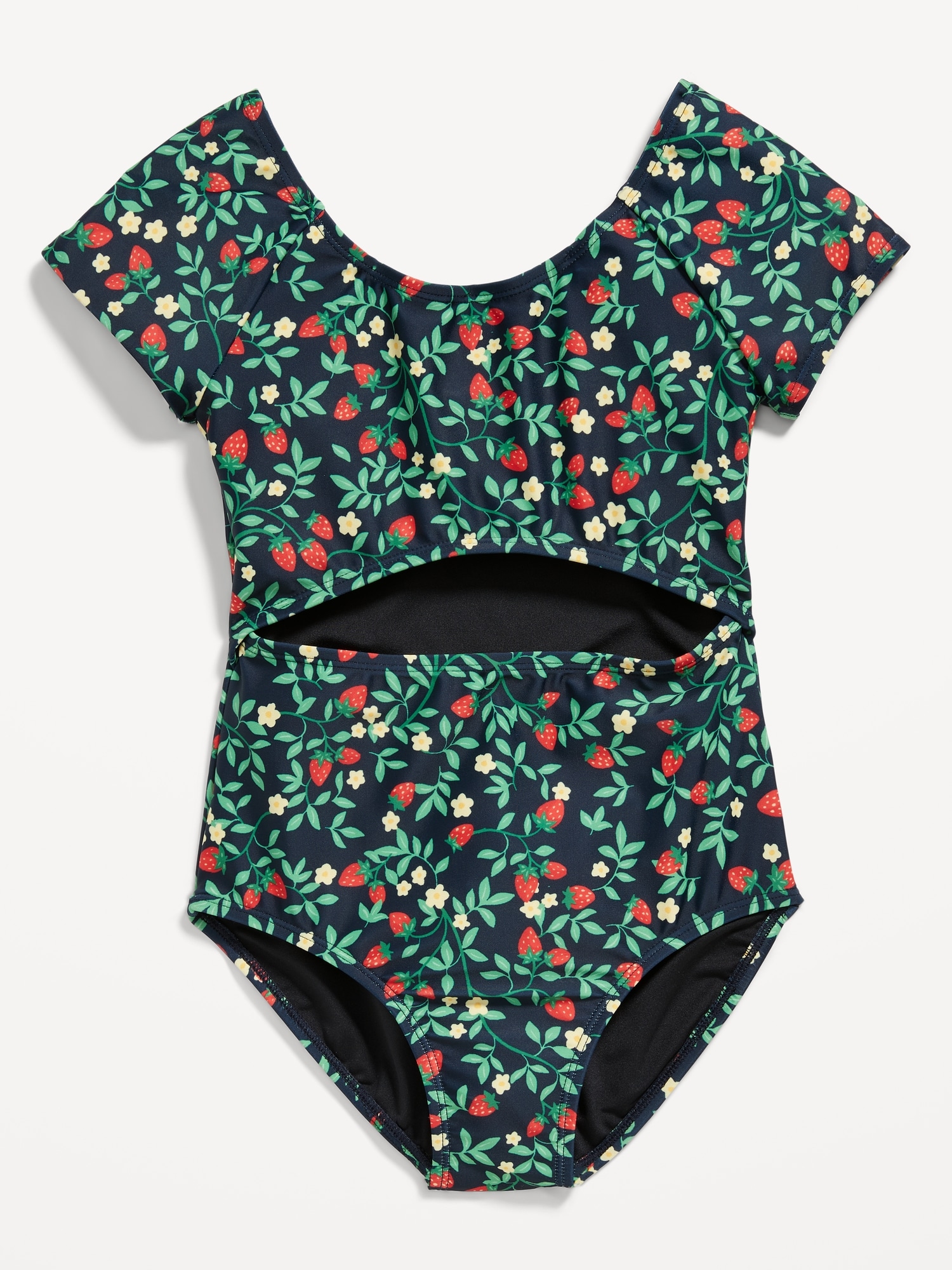 Old Navy Center-Front Cutout One-Piece Swimsuit for Girls green. 1
