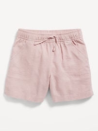 View large product image 3 of 4. Solid Linen-Blend Drawstring Midi Shorts for Girls