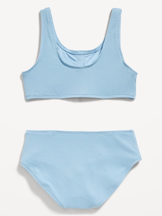 View large product image 2 of 2. Textured Henley Scoop-Neck Swim Set for Girls