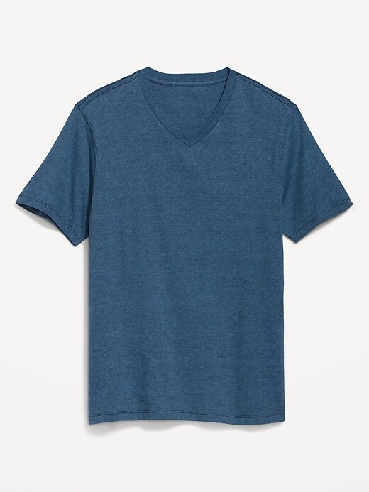 Image number 4 showing, Soft-Washed Micro-Stripe V-Neck T-Shirt
