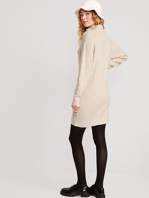 Image number 2 showing, Mock-Neck Quarter-Zip Mini Sweater Shift Dress