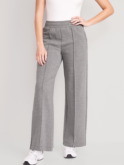Image number 1 showing, High-Waisted Dynamic Fleece Wide-Leg Pants