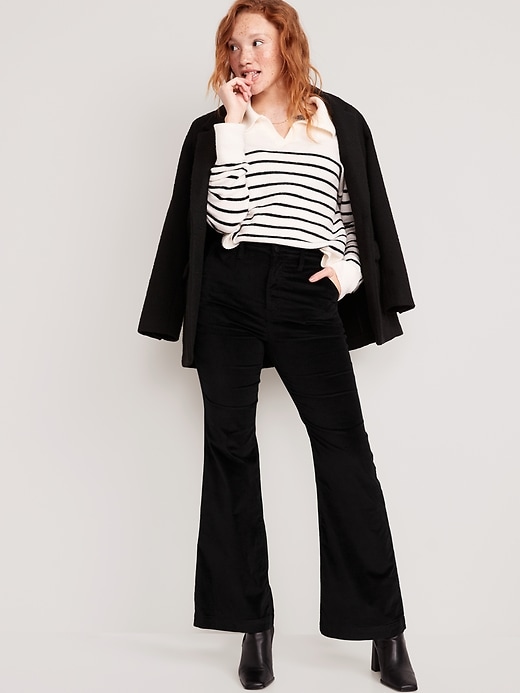 Image number 3 showing, Extra High-Waisted Velvet Trouser Flare Pants