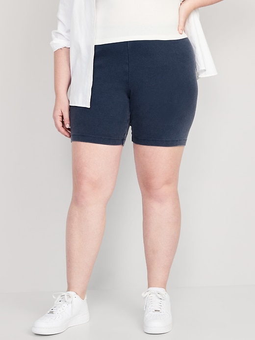 Image number 7 showing, High-Waisted Rib-Knit Long Biker Shorts for Women -- 8-inch inseam