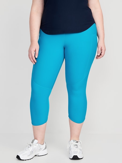 Image number 7 showing, High-Waisted PowerSoft Mesh-Panel Crop Leggings