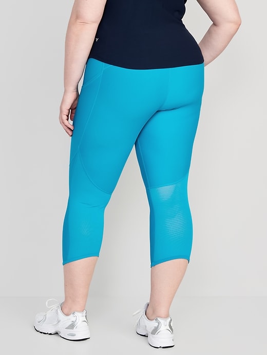 Image number 8 showing, High-Waisted PowerSoft Mesh-Panel Crop Leggings