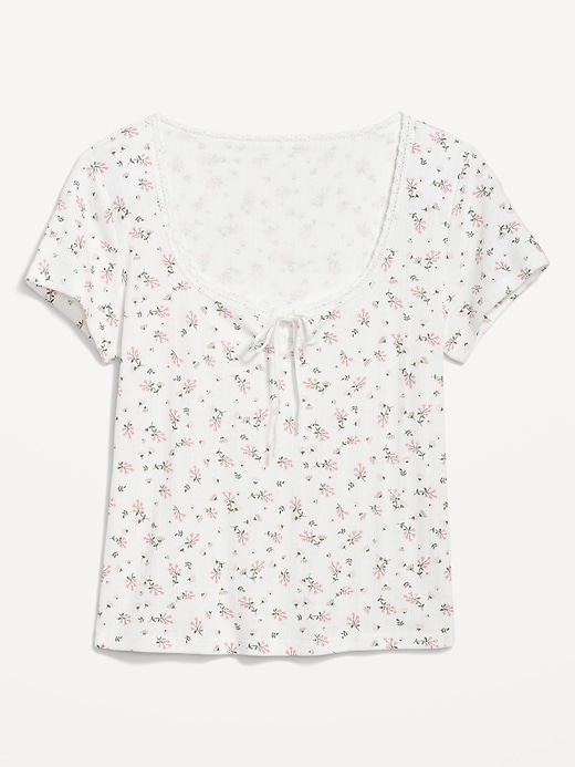Image number 4 showing, Floral Pointelle-Knit T-Shirt