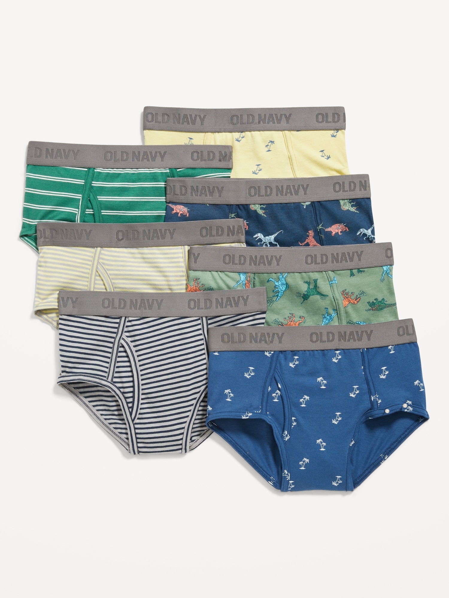 Dinosaur-Print Briefs Underwear 7-Pack For Toddler Boys