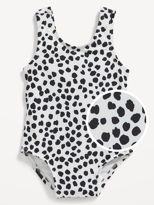 Printed Back Tie Cutout One Piece Swimsuit for Baby