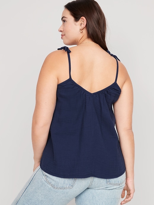 Image number 6 showing, Tie-Shoulder Double-Weave Cami Swing Top for Women