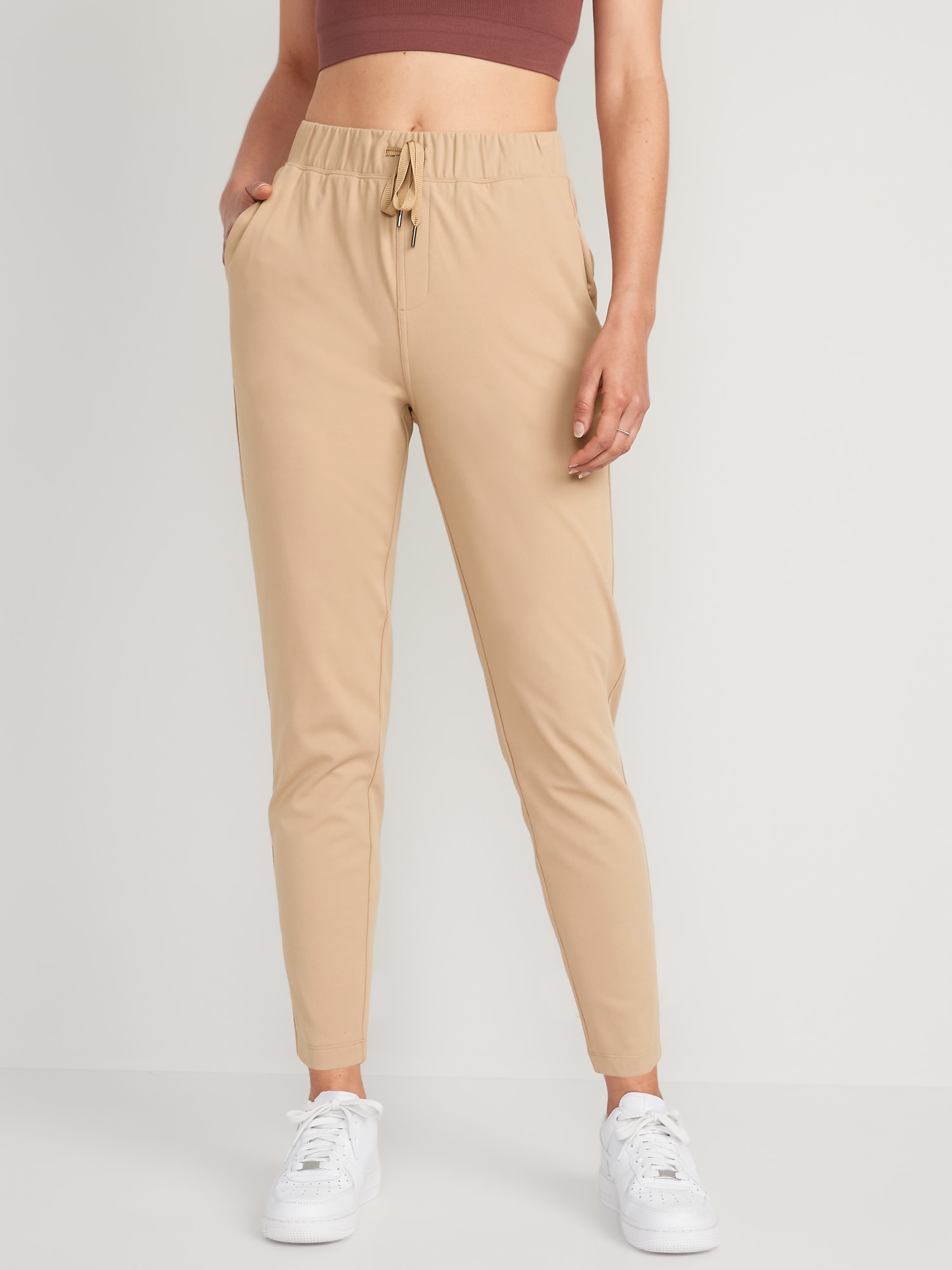 Old Navy High-Waisted Powersoft Coze Edition Slim Taper Pants for Women beige. 1