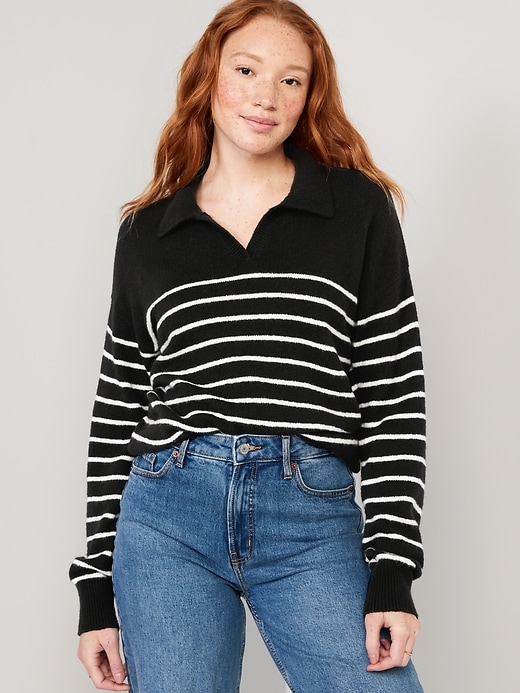 Image number 1 showing, Striped Cozy Collared Sweater