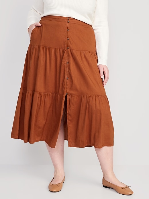 Image number 7 showing, Tiered Button-Front Maxi Skirt for Women